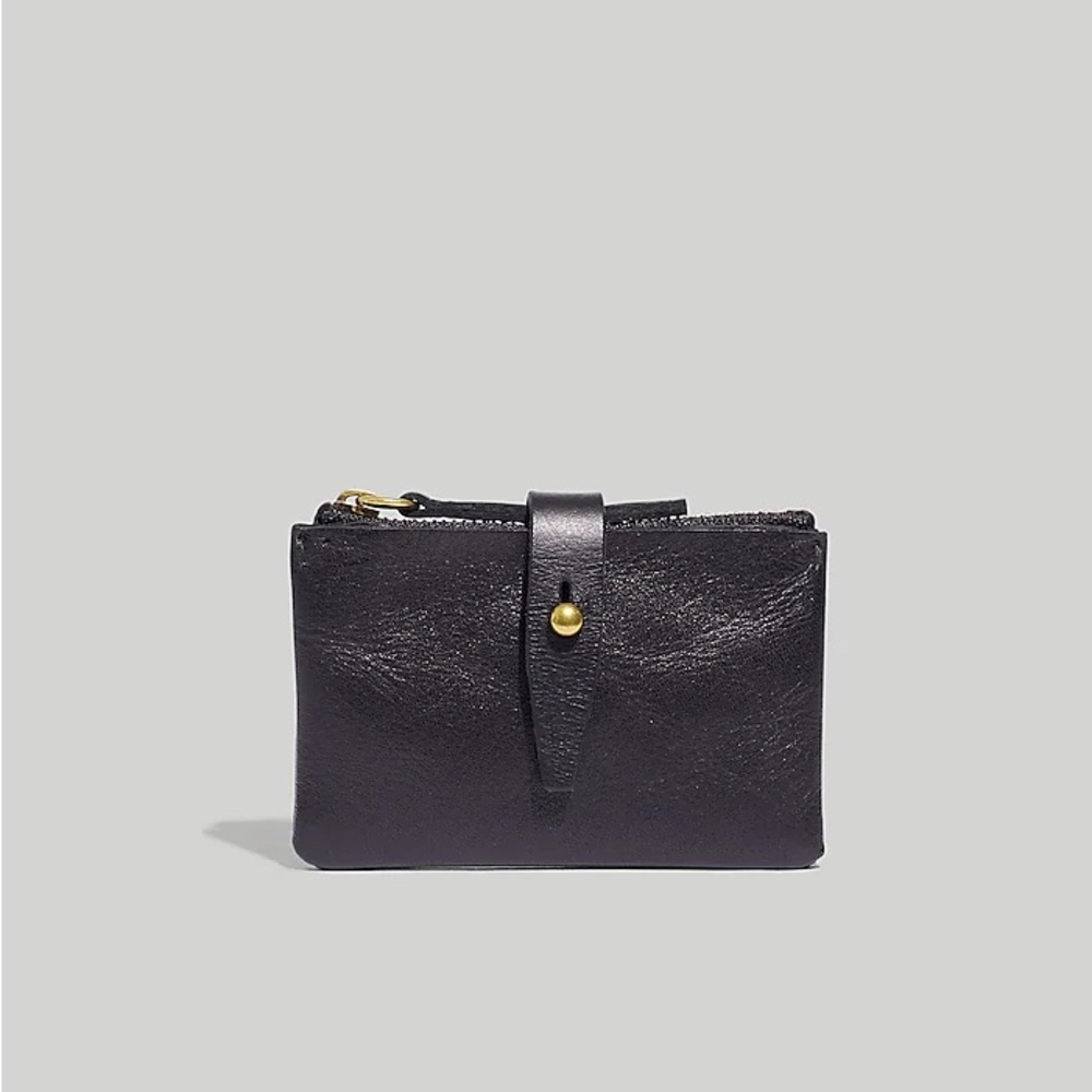 Madewell Leather accordion wallet, black, EUC